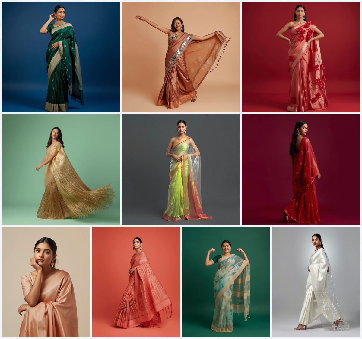 10+ Gota Patti on Pastel Linen Modern Saree AI Prompts for Daytime Festivities via Gemini and ChatGPT