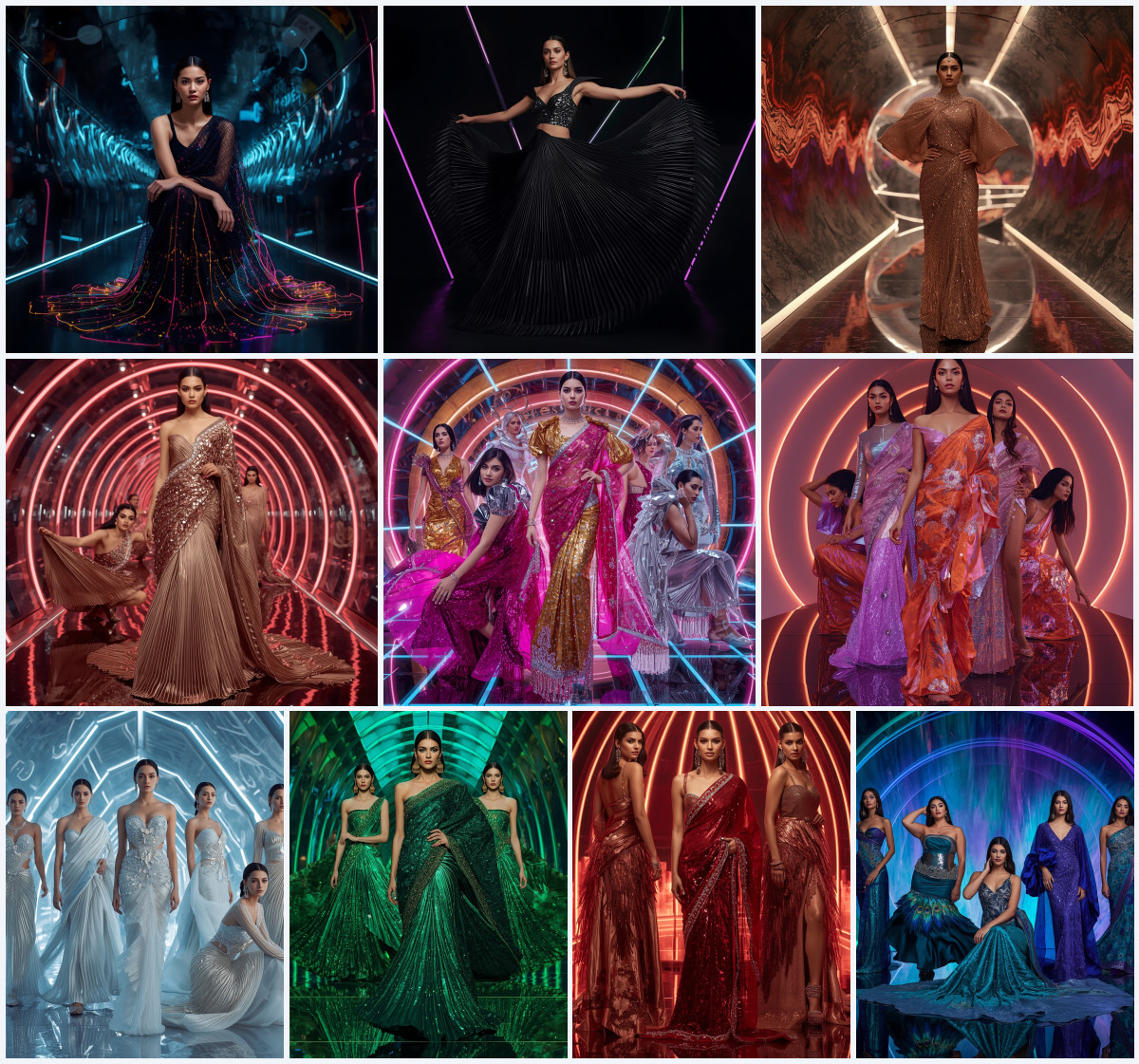 10+ Shimmer Lycra Fancy Saree Prompts for Body-Sculpting Glamour