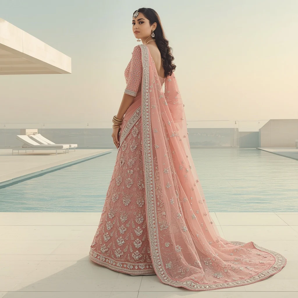 Blush Pink Heavy Diamond Stonework Saree Instagram Look | Gemini Ai Photo