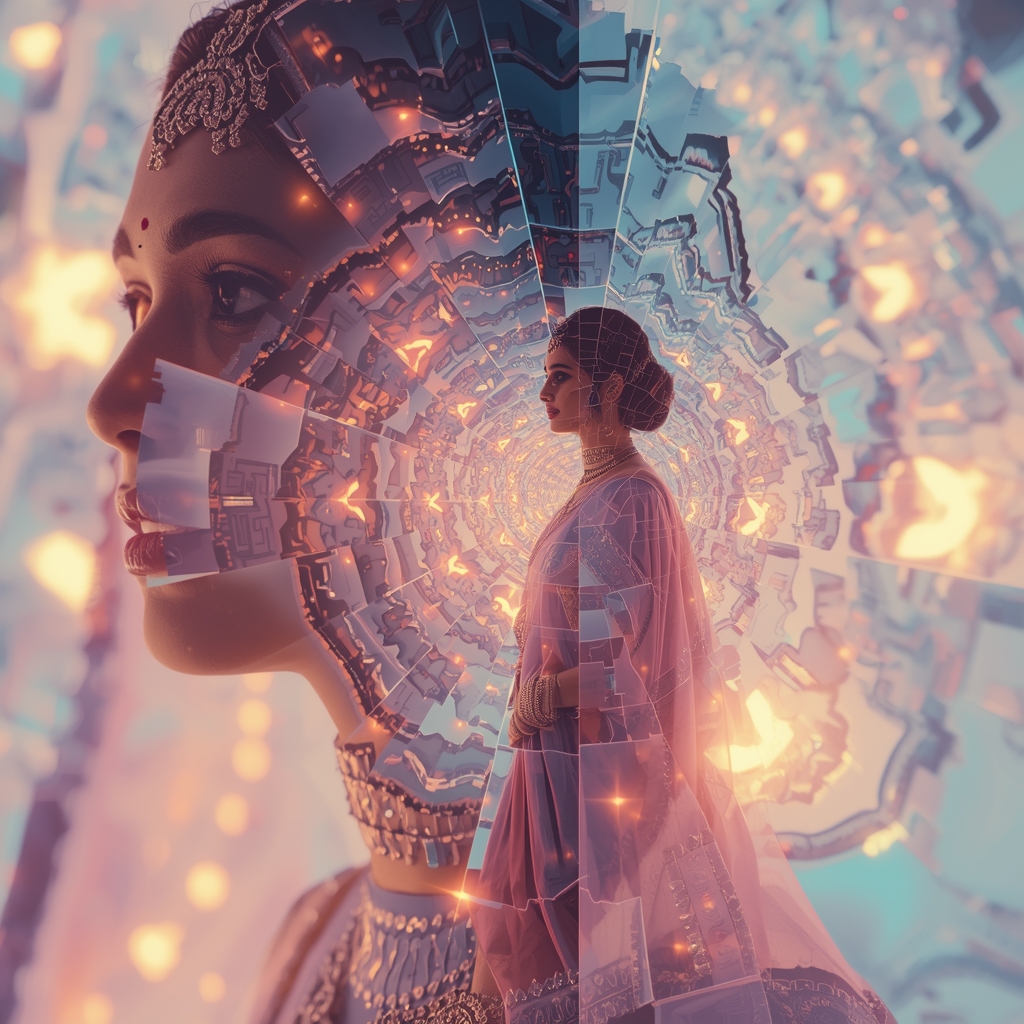 Pastel Saree Hyper Fractal Light Expansion Infinite Geometry Cinematic Viral Prompt | Cinematic Saree Ai Prompt